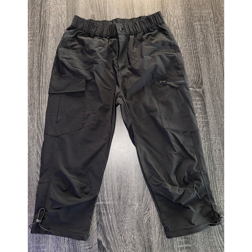 Gymbrave  Black Cargo Capri Pants Nylon Spandex Hiking‎ Techwear Cropped S